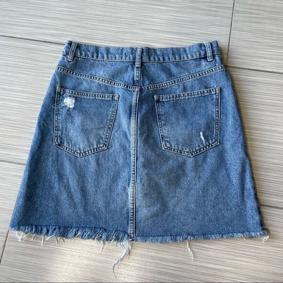 We the Free Hallie Washed Denim Distressed Skirt Size 28 - Picture 9 of 9